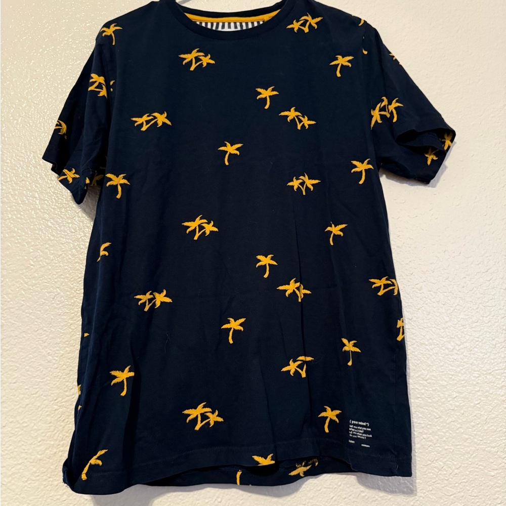 Denim & Flower Navy Tee with Yellow Accents